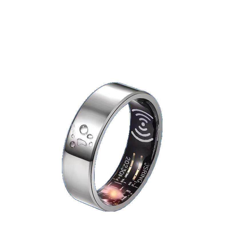 Smart ring heart rate blood oxygen health step counting pressure monitoring tungsten steel titanium steel ring black technology video artifact