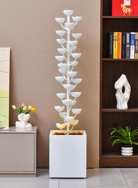 现代电视柜旁流水喷泉景观高档轻奢客厅办公室落地装饰品招财摆件