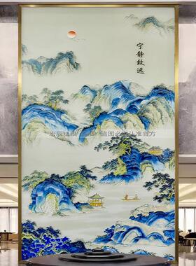 珐琅彩画入户玄关走廊过道餐厅装饰画卧室床头客厅新中式手绘挂画