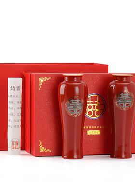 正品仲夏知己瓶摆件花结婚中式瓷器中陶国红客色厅插花喜庆婚房装