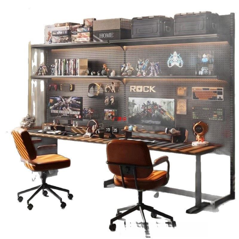 Vertical hole plate storage rack floor-standing e-sports room decorative metal storage rack without punching computer desktop transformation