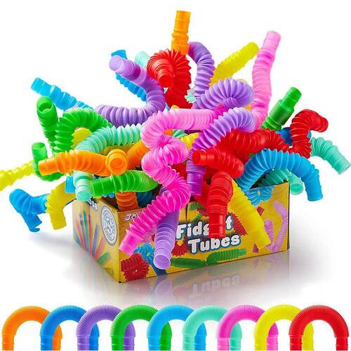 8-32Pcs Flexible Pop Tubes Sensory Fidget Toys Sress Anxiety - 图0