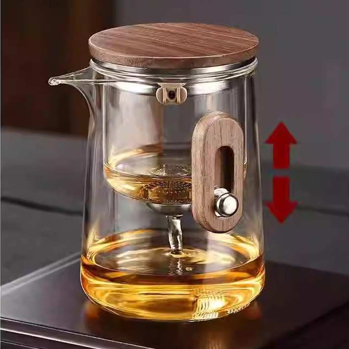 玻璃泡茶壶一键过滤茶水分离快客杯户外露营一壶三杯便携旅行茶具 - 图0