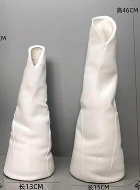 现代简约创意树脂花瓶花插摆件褶皱不规则客厅工艺品家居装饰摆设