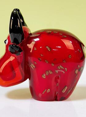 红色琉璃牛家居装饰摆件LL0027