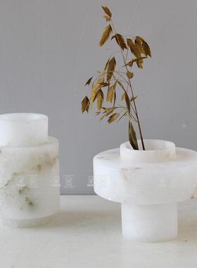 瓶简约轻奢高端店天然装云石大理石花器花样板间酒客厅CTO餐厅饰