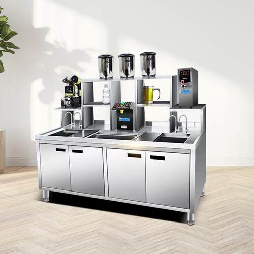 超居优选水吧台商用奶茶店设备全套水吧工作台操作台 - 图0