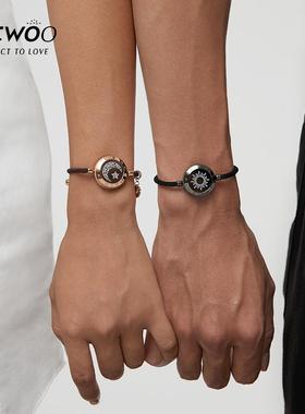 智能感应日月恋人闪光手炼 原创情侣首饰 异地恋礼物