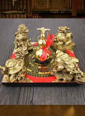 铜制聚财阵葫芦龙龟金蟾貔貅罗盘麒麟风水聚宝盆招财家居店铺摆件