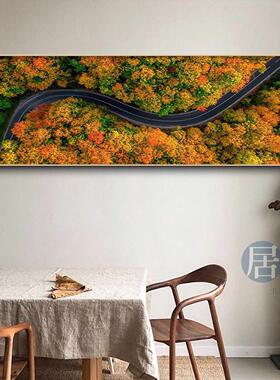 绿色森林客厅大尺寸横幅风景装饰画沙发背景墙面壁画现代简约挂画