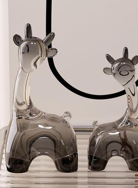 轻奢高档透明鹿摆件家居饰品客厅酒柜电视柜玄关装饰摆件乔迁新居