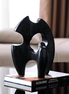 现代简约火苗树脂摆件样板房售楼部家玄关客厅创意软装饰品摆设