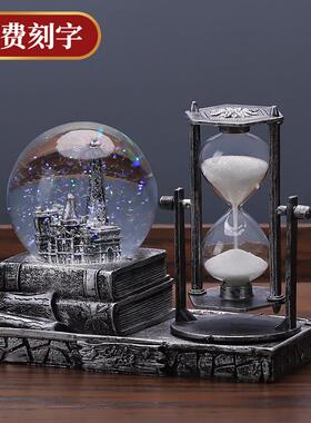 复古水晶球沙漏计时器创意摆件酒柜客厅家居装饰品个性房间电视倍