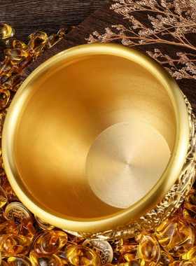 黄铜龙纹缸复古创意个性装铜钱铜缸家用客厅米缸办公室烟缸大摆件