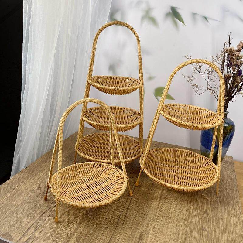 仿藤编织篮多层架ktv火锅店点心零食提篮水果竹编藤筐小吃篮果盘,淘宝优惠券,粉丝福利购,淘宝优惠卷