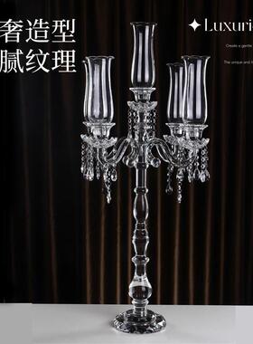 跨境新款晶牌水晶厂家直销落地一米欧式户外婚礼餐桌防风烛台