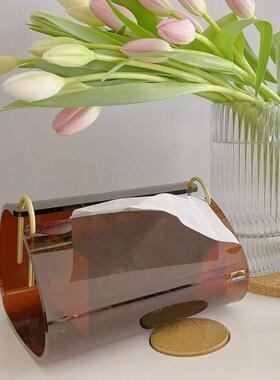 北欧术简约亚克力台抽纸纳盒酒艺店前家用客厅餐桌纸巾盒FAJ收装