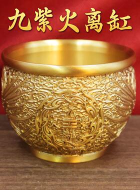 黄铜九紫火离缸四大神兽朱雀聚宝缸招财纳福客厅玄关桌面摆件
