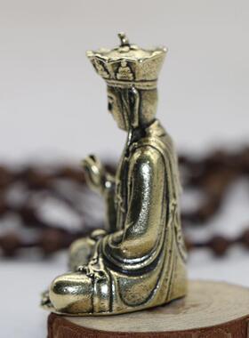 复古纯铜地藏王菩萨佛像摆件小号做旧迷你随身禅意小铜佛铜摆件