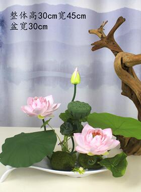 荷花彷真花套装客厅电视柜装饰花桌面摆件假花梅花书柜摆放花中式