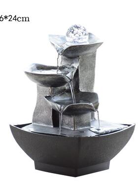 正品约欧式流水喷泉桌面摆装饰礼小品创意简水景开业吧台装饰件礼