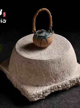 古代老石器旧门墩底座天然石墩雕花花岗岩大理石石槽鱼缸石盆底座
