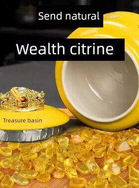 黄色聚宝盆陶瓷罐子摆件客厅玄关装饰品风水招财聚财开业乔迁送礼