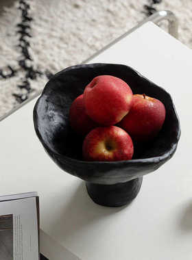 现代简约装饰高脚果盘酒店样板房客厅玄关中古零食置物家居摆件