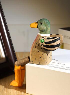 羡大长鸭腿味子手工木雕小摆件木质雕刻趣搞怪办公室桌XC763231面