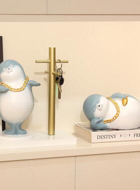 创意暴富海豹摆件客厅酒柜家居装饰品店铺招财公司店里办公室桌面