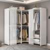 Multifunctional metal corner coat rack with dust-proof curtain wardrobe floor-to-ceiling hole plate hanging coat rack integrated bedroom home