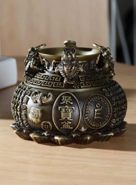 铜金蟾蜍聚宝盆饰品聚黄财神招财罐客厅家居店开业礼品