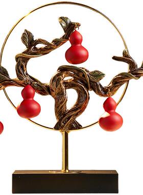 新中式五福临门葫芦客厅酒柜玄关家居饰品办公室大气桌面摆件包邮