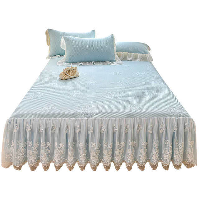 Class A mother and baby grade ice silk mat four-piece set summer quilt summer bed sheet 2024 marine silk machine wash three-piece set