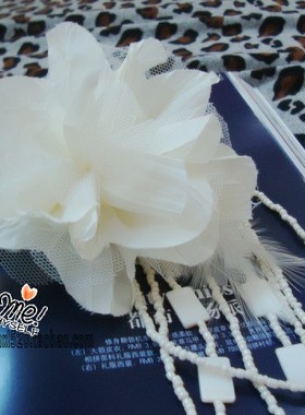 韩版甜女布艺花朵长款胸针两用