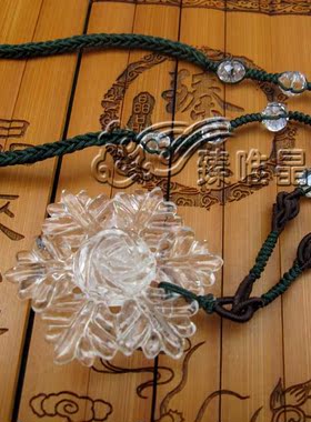 手工双面精雕玫瑰雪花水晶吊坠