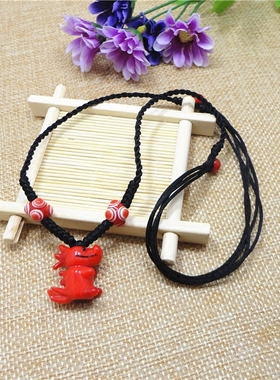 日式琉璃生肖龙项链手工编织锁骨