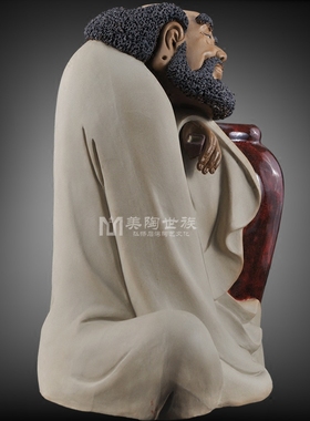 石湾精品博古架镇宅达摩中式摆件