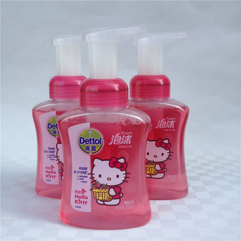 dettol滴露hello kitty櫻桃芬芳兒童泡沫洗手液x3瓶