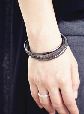 韩版不对称几何钛钢百搭女士手环