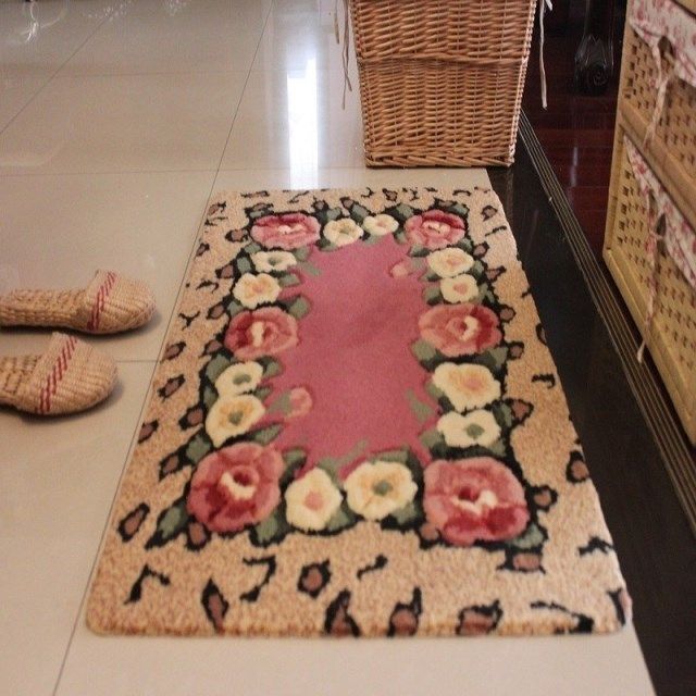 田园剪花玫瑰花朵地毯防滑地垫门垫脚垫 客厅卧室入户 进门口地垫,淘宝优惠券,粉丝福利购,淘宝优惠卷