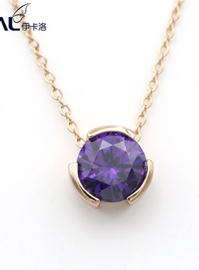 红色玫瑰彩金圆形闪耀项链