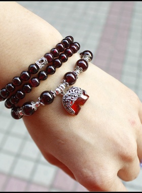 原创设计小象石榴石两用款手链女
