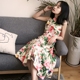 Homemade retro phụ nữ Hepburn không tay váy hoa mẫu đơn cổ điển in từ cổ áo váy loe trong váy dài - váy đầm vay cuoi váy đầm