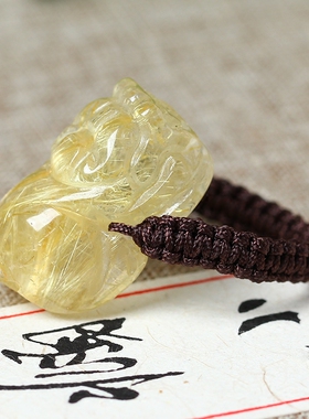 雕刻貔貅手编戒指男女款金发晶