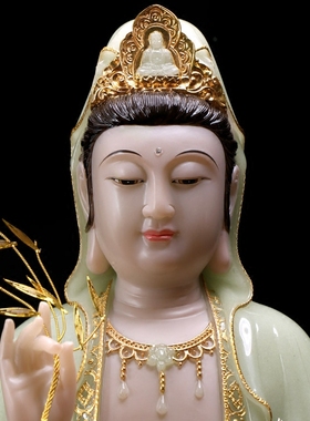 汉白玉观音菩萨佛像家用供佛摆件