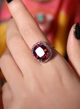 轻奢欧美风鸽子蛋红宝石夸张戒指