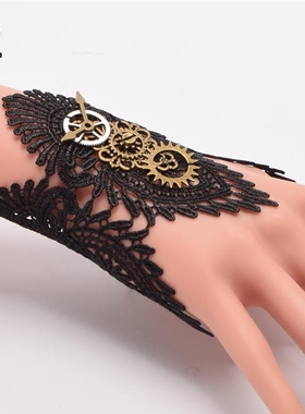 蒸汽朋克洛丽塔短款齿轮蕾丝手链