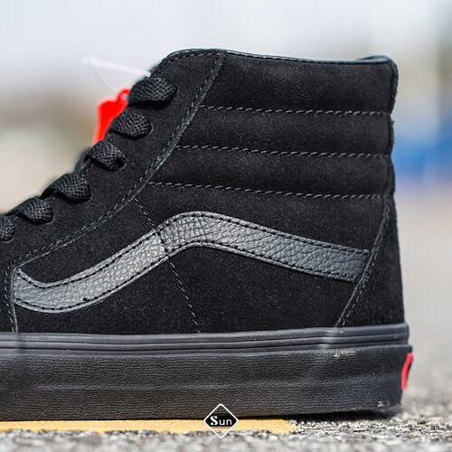 VANS经典款黑武士 纯翻毛皮高帮SK8-Hi纯黑男鞋女板鞋VN000D5IBKA - 图1
