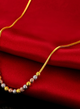 右米饰品】时尚简约镀黄金金项链